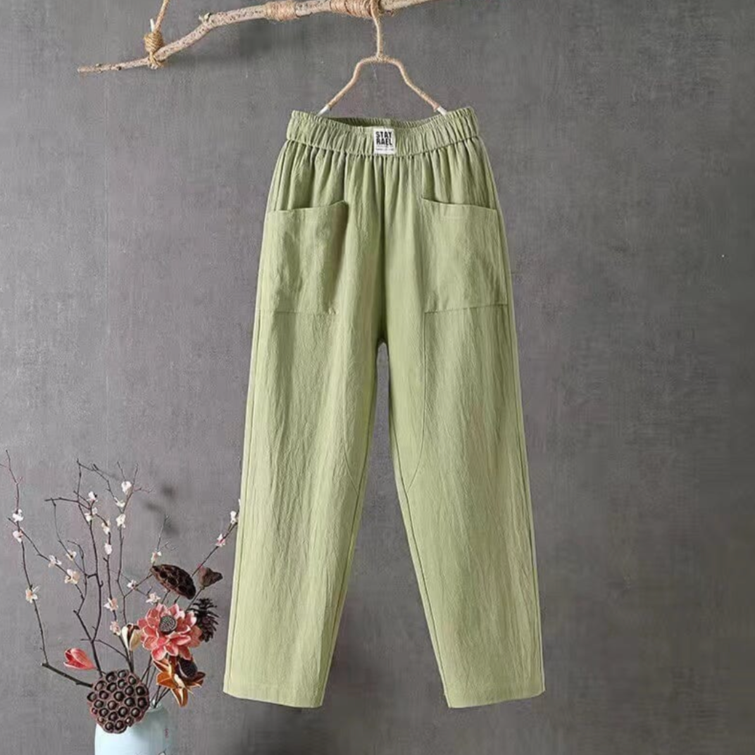 Pantalon large pour femme | Jogger chino baggy taille haute
