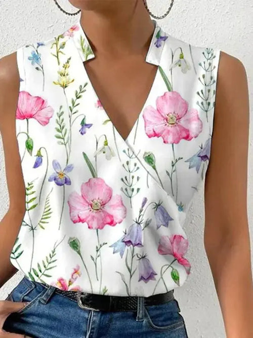 Blouse chic pour femme | Top chemisier sans manche élégante